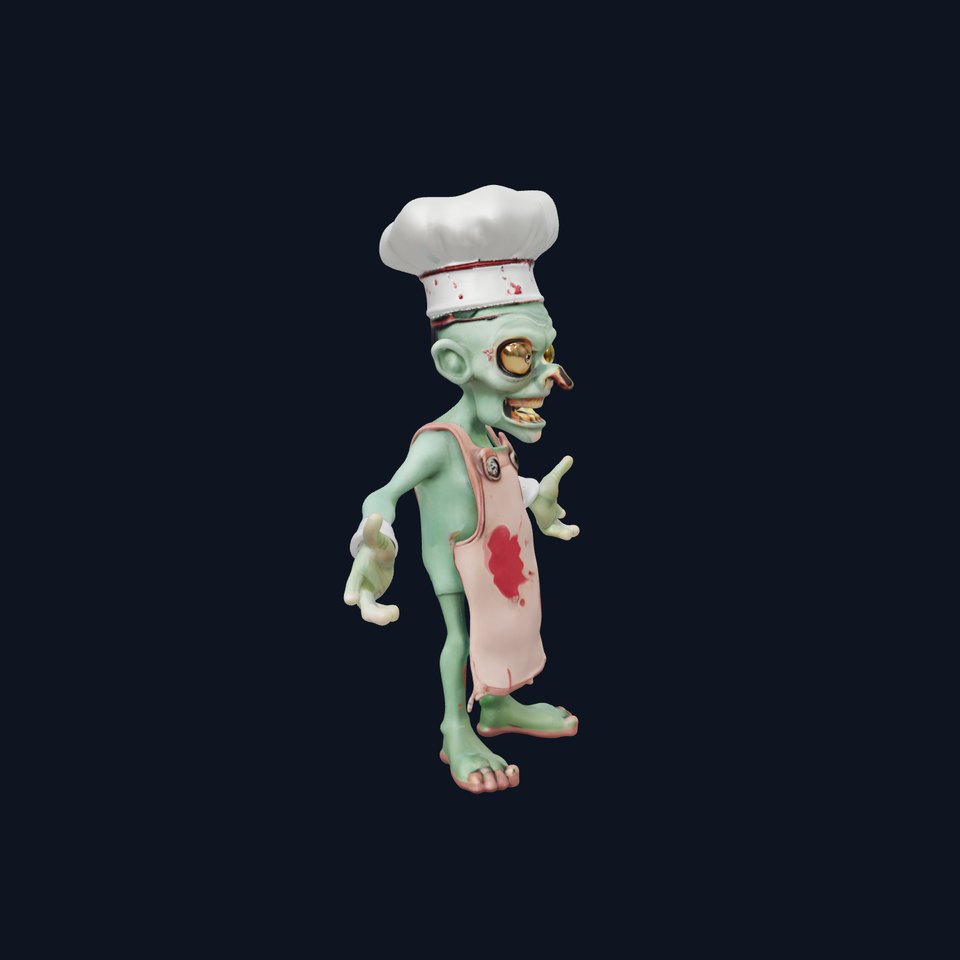Zombie Chef Character Model  Rigged and Animated